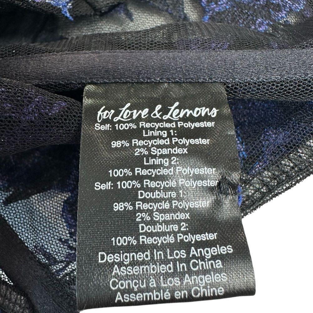 For Love And Lemons Kaylee Crop Top Black and Blue Floral Corset Bra, M - Picture 9 of 11